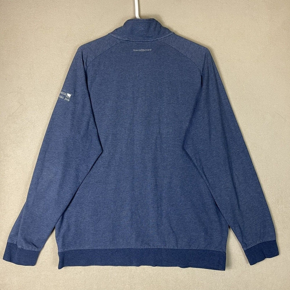 Travis Mathew Sweater Mens Extra Large Blue 1/4 Zip Pullover Sweatshirt Golfing - Picture 10 of 11